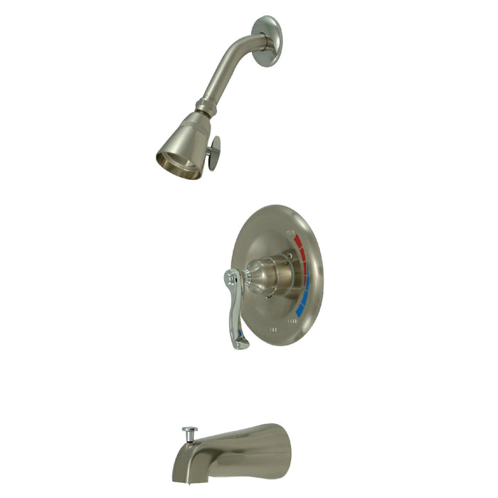 Kingston Brass KB8637FL Royale Tub & Shower Faucet, Brushed Nickel/Polished Chrome