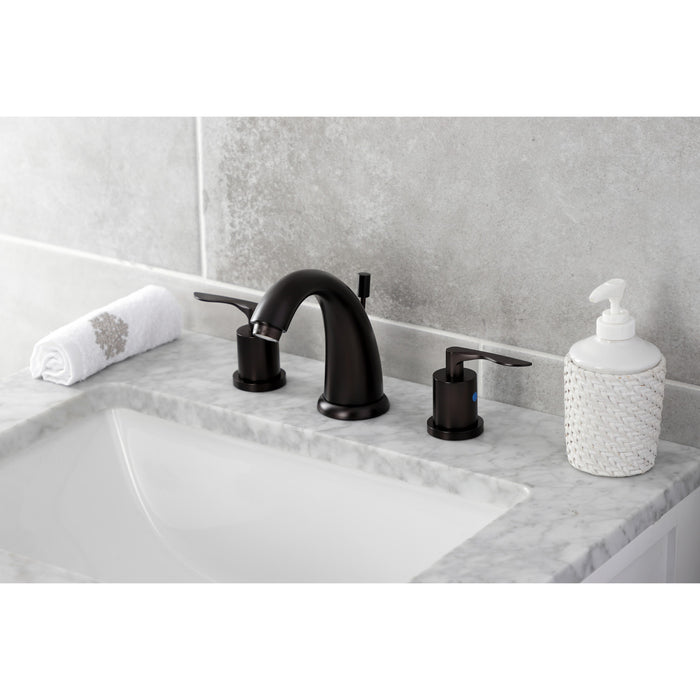 Kingston Brass KB8985SVL Two-Handle 3-Hole Deck Mount Widespread Bathroom Faucet with Pop-Up Drain in Oil Rubbed Bronze