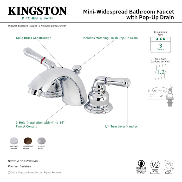 Kingston Brass KB955B Victorian Mini-Widespread Bathroom Faucet, Oil Rubbed Bronze
