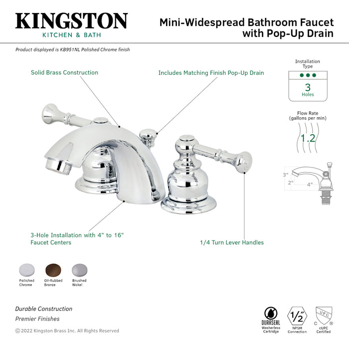 Kingston Brass KB955NL Naples Mini-Widespread Bathroom Faucet, Oil Rubbed Bronze