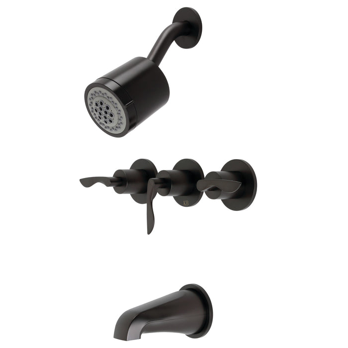 Kingston Brass KBX8135SVL Serena Three-Handle Tub and Shower Faucet, Oil Rubbed Bronze