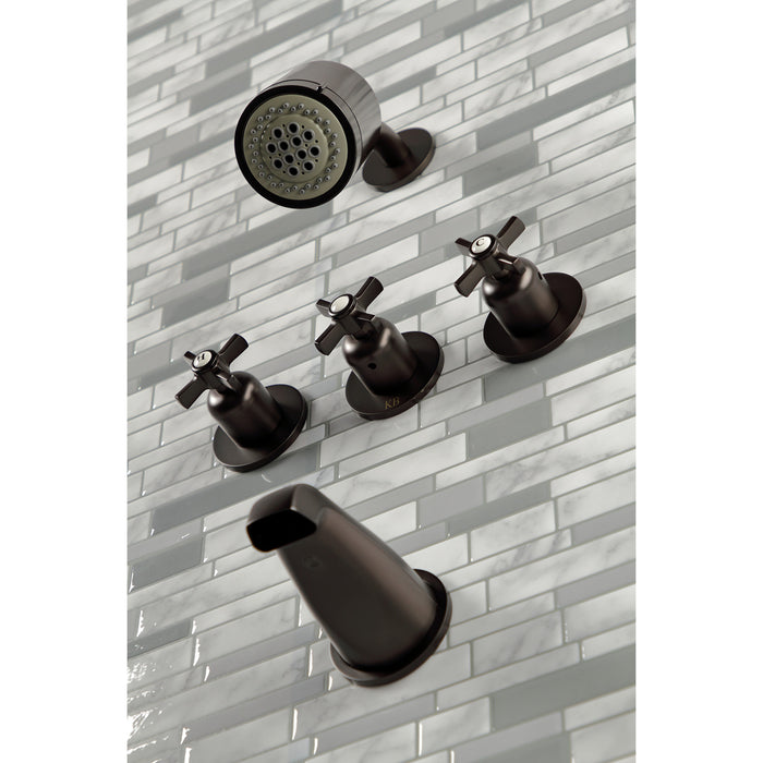 Kingston Brass KBX8135ZX Millennium Triple-Handle Tub and Shower Faucet, Oil Rubbed Bronze