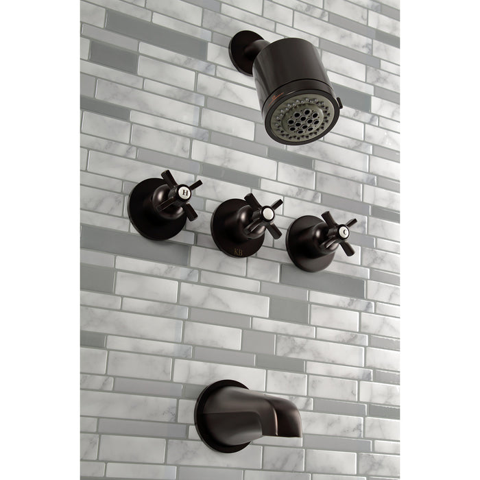 Kingston Brass KBX8135ZX Millennium Triple-Handle Tub and Shower Faucet, Oil Rubbed Bronze