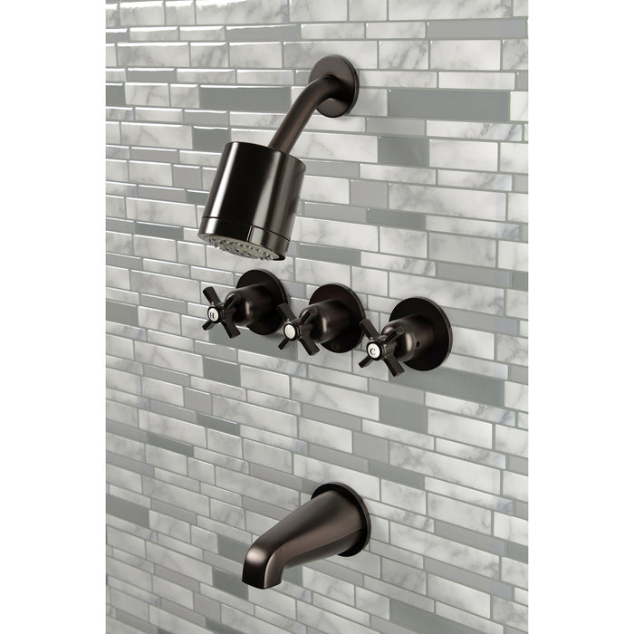 Kingston Brass KBX8135ZX Millennium Triple-Handle Tub and Shower Faucet, Oil Rubbed Bronze