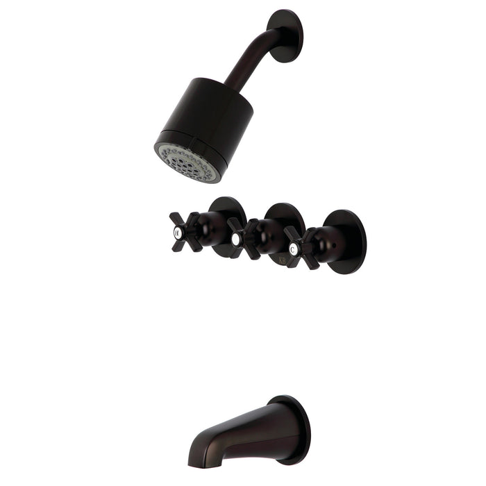 Kingston Brass KBX8135ZX Millennium Triple-Handle Tub and Shower Faucet, Oil Rubbed Bronze