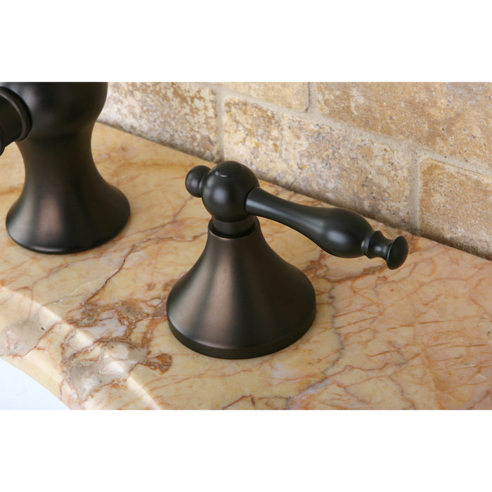 Kingston Brass KC7165NL Naples Widespread Bathroom Faucet with Brass Pop-Up Drain, Oil Rubbed Bronze