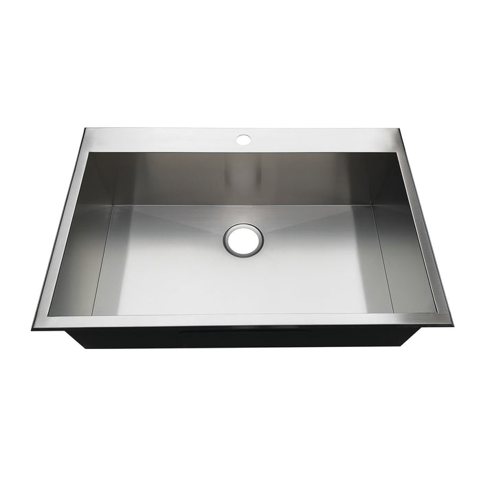 Gourmetier KDS332291BN 33" Drop-In Single Bowl 18-Gauge Kitchen Sink (1 Hole), Brushed