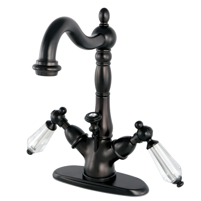 Kingston Brass KS1435WLL Wilshire Two-Handle Bathroom Faucet with Brass Pop-Up and Cover Plate, Oil Rubbed Bronze