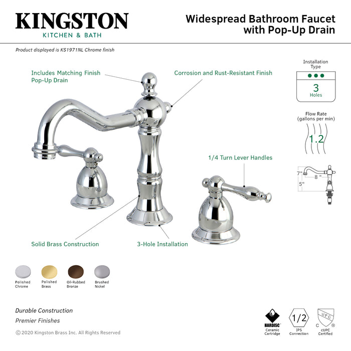 Kingston Brass KS1975NL 8 in. Widespread Bathroom Faucet, Oil Rubbed Bronze