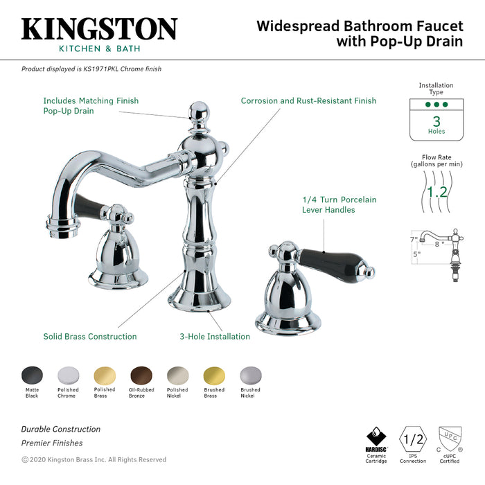 Kingston Brass KS1975PKL Duchess Widespread Bathroom Faucet with Brass Pop-Up, Oil Rubbed Bronze