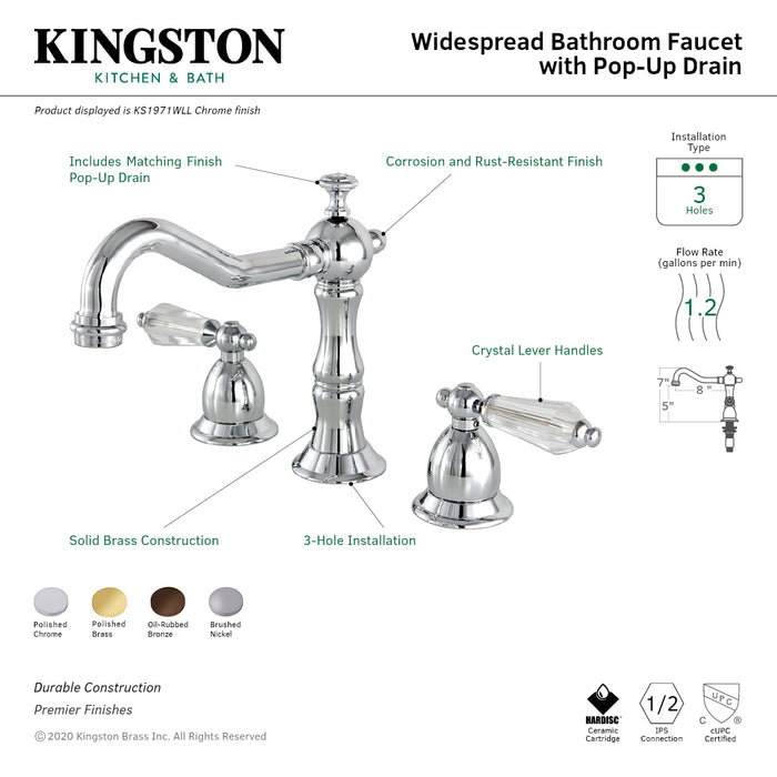 Kingston Brass KS1975WLL 8 in. Widespread Bathroom Faucet, Oil Rubbed Bronze