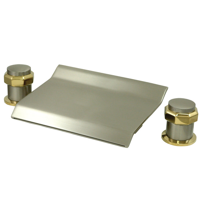 Kingston Brass KS2249AR Milano Two-Handle Roman Tub Faucet, Brushed Nickel/Polished Brass