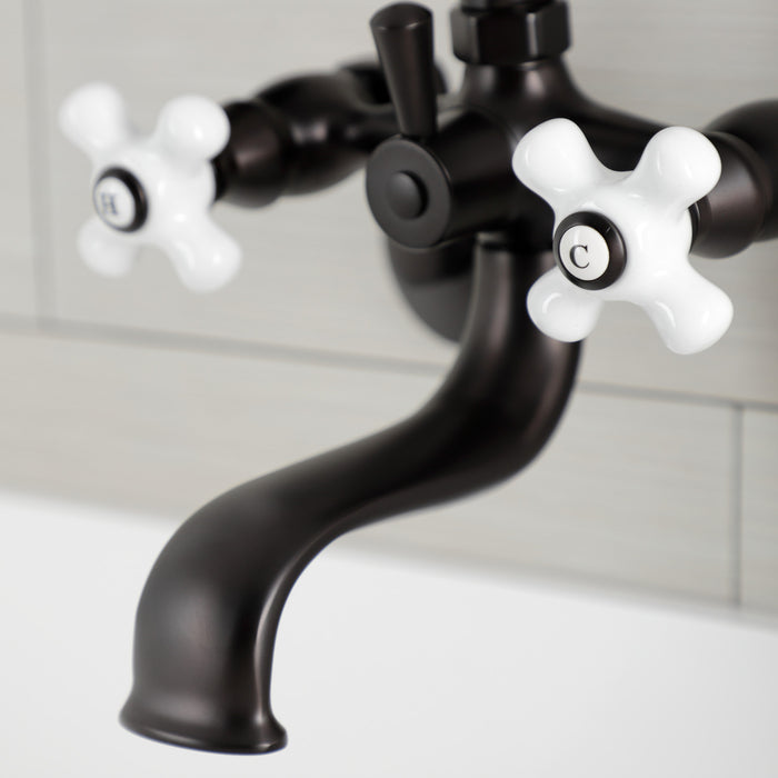 Kingston Brass KS226PXORB Kingston Wall Mount Clawfoot Tub Faucet with Hand Shower, Oil Rubbed Bronze