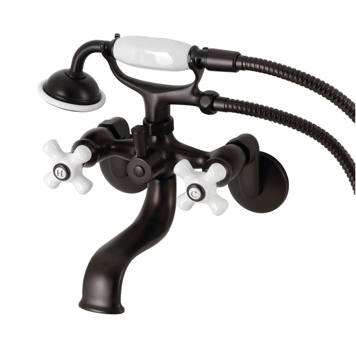 Kingston Brass KS226PXORB Kingston Wall Mount Clawfoot Tub Faucet with Hand Shower, Oil Rubbed Bronze