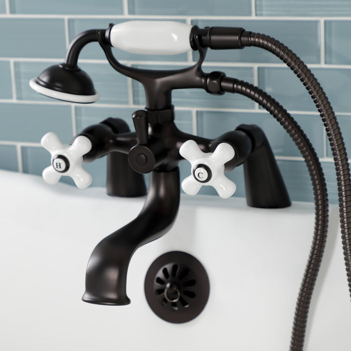 Kingston Brass KS227PXORB Kingston Deck Mount Clawfoot Tub Faucet with Hand Shower, Oil Rubbed Bronze