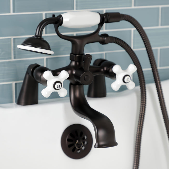 Kingston Brass KS227PXORB Kingston Deck Mount Clawfoot Tub Faucet with Hand Shower, Oil Rubbed Bronze