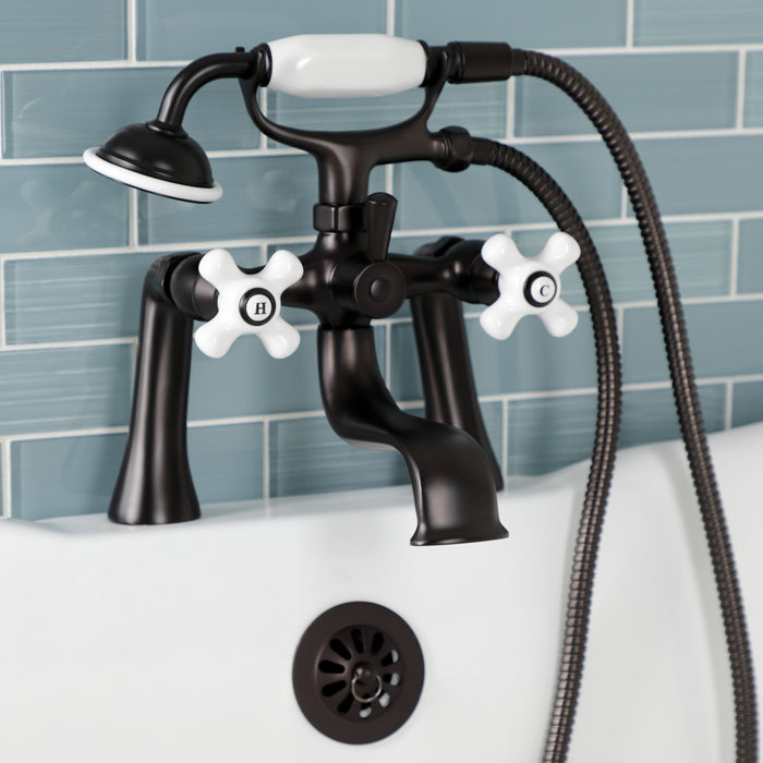 Kingston Brass KS228PXORB Kingston Deck Mount Clawfoot Tub Faucet with Hand Shower, Oil Rubbed Bronze
