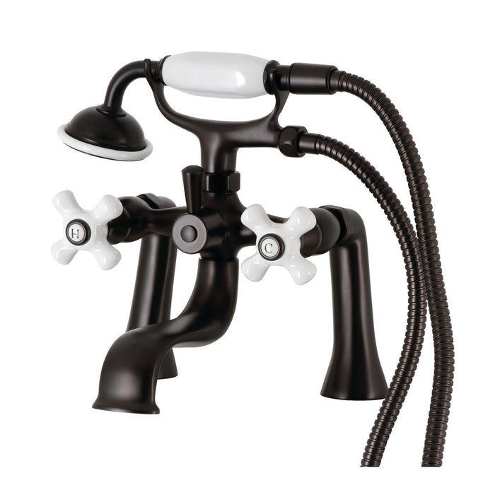 Kingston Brass KS228PXORB Kingston Deck Mount Clawfoot Tub Faucet with Hand Shower, Oil Rubbed Bronze