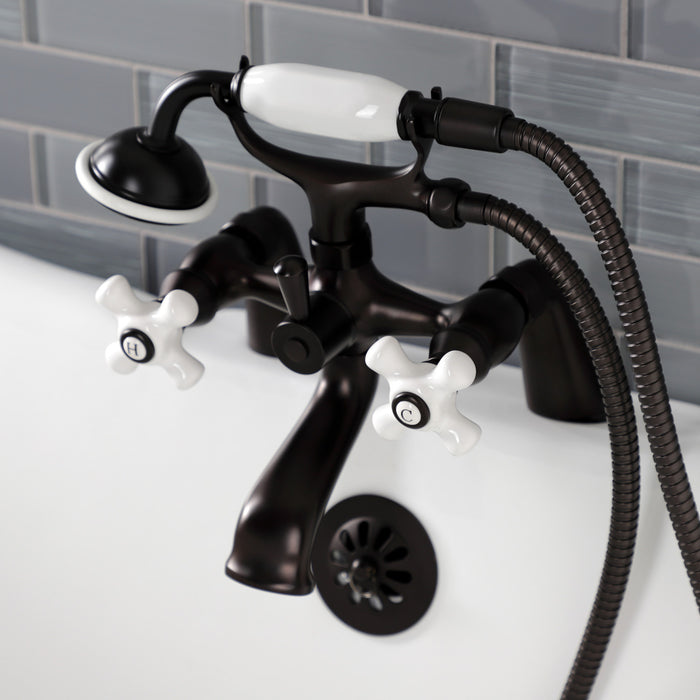 Kingston Brass KS267PXORB Kingston Deck Mount Clawfoot Tub Faucet with Hand Shower, Oil Rubbed Bronze