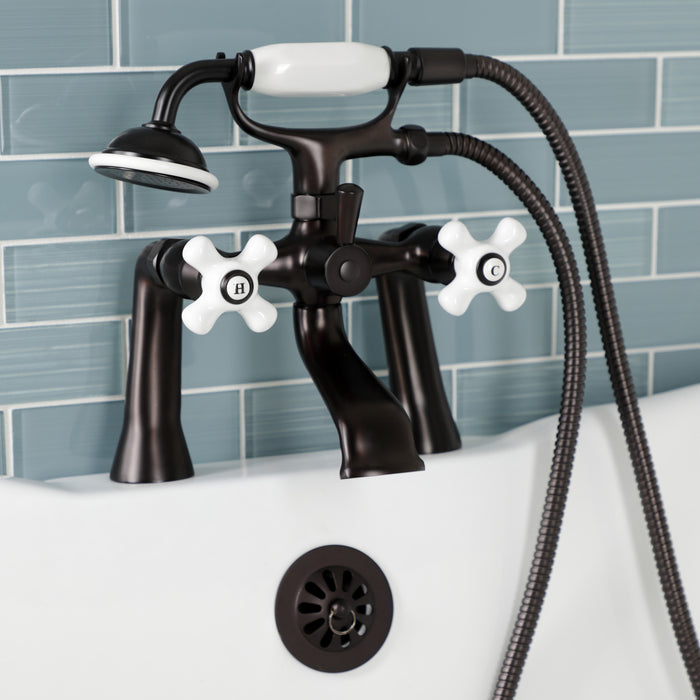 Kingston Brass KS268PXORB Kingston Deck Mount Clawfoot Tub Faucet with Hand Shower, Oil Rubbed Bronze