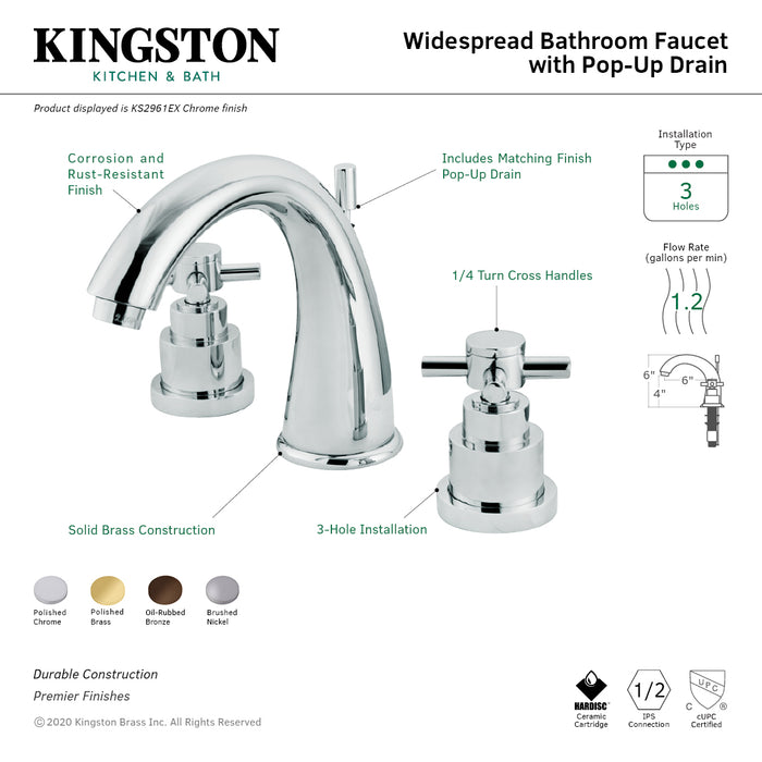 Kingston Brass KS2965EX 8 in. Widespread Bathroom Faucet, Oil Rubbed Bronze