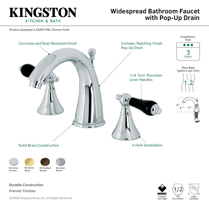 Kingston Brass KS2975PKL Duchess Widespread Bathroom Faucet with Brass Pop-Up, Oil Rubbed Bronze