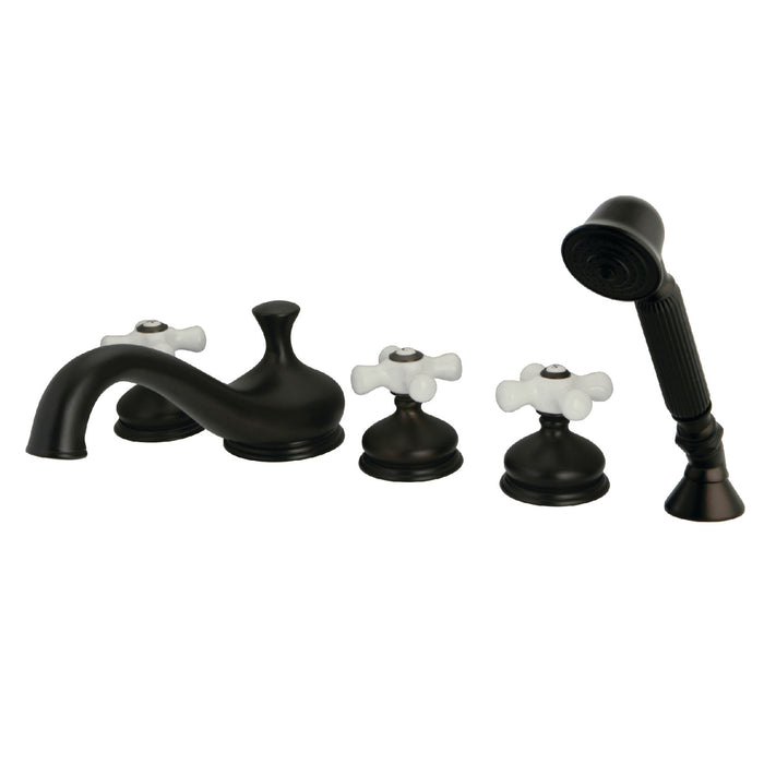 Kingston Brass KS33355PX 5-Piece Roman Tub Faucet with Hand Shower, Oil Rubbed Bronze