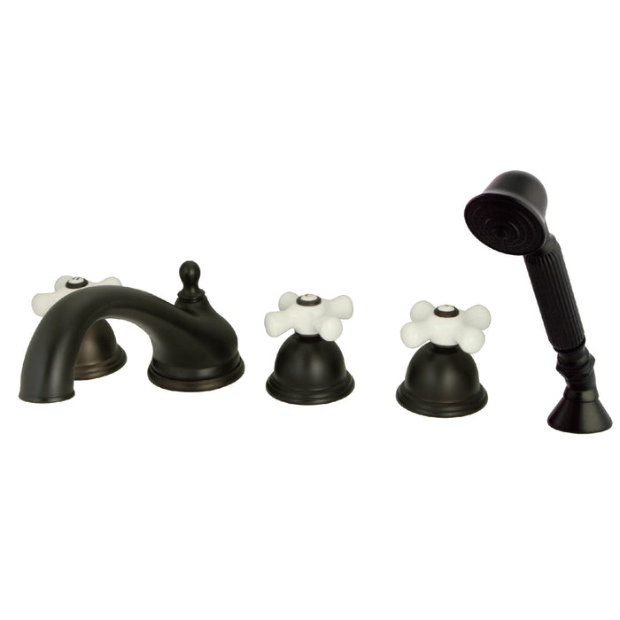 Kingston Brass KS33555PX Milano 5-Piece Roman Tub Faucet with Hand Shower, Oil Rubbed Bronze