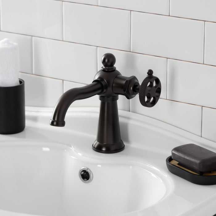 Kingston Brass KS3545RKX Webb Single-Handle Bathroom Faucet with Knurled Handle and Push Pop-Up Drain, Oil Rubbed Bronze