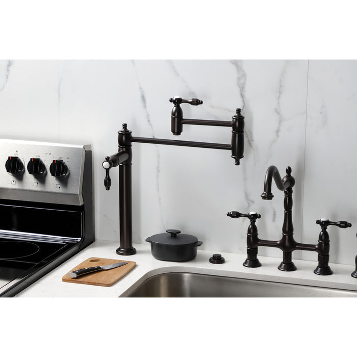 Kingston Brass KS3705TAL Tudor Deck Mount Pot Filler Faucet, Oil Rubbed Bronze