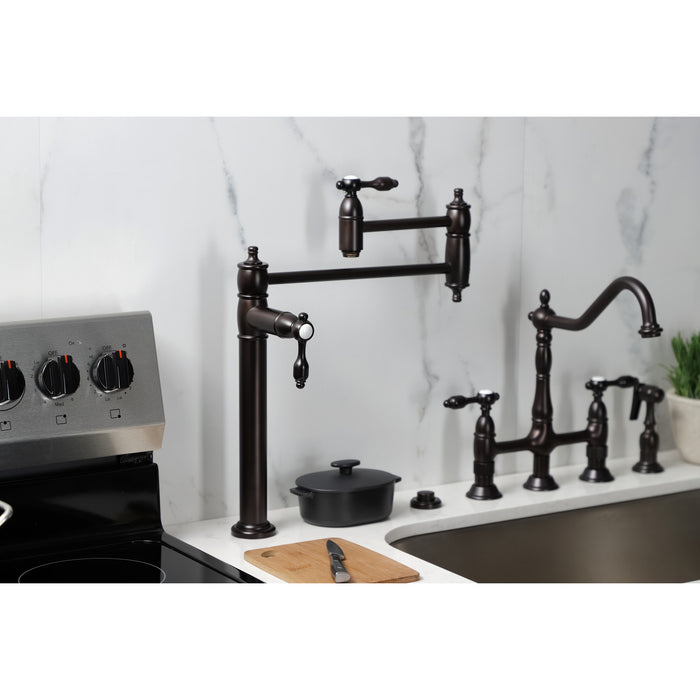 Kingston Brass KS3705TAL Tudor Deck Mount Pot Filler Faucet, Oil Rubbed Bronze