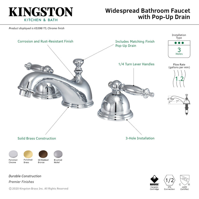Kingston Brass KS3965TL Templeton 8 in. Widespread Bathroom Faucet, Oil Rubbed Bronze