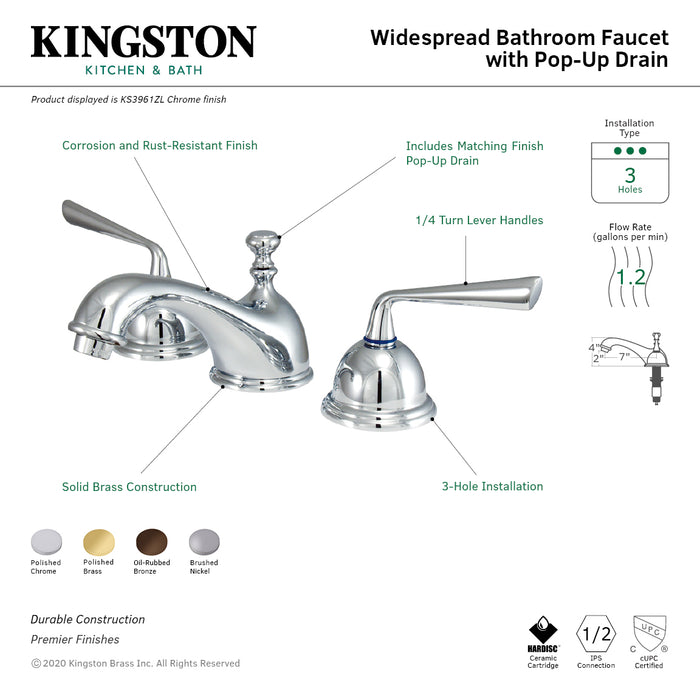 Kingston Brass KS3965ZL 8 in. Widespread Bathroom Faucet, Oil Rubbed Bronze