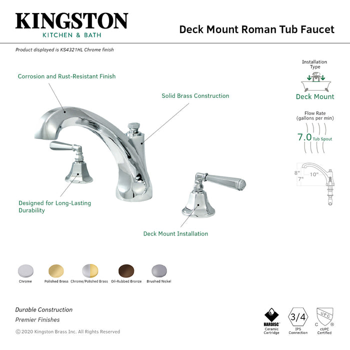 Kingston Brass KS4325HL Roman Two-Handle Roman Tub Faucet, Oil Rubbed Bronze
