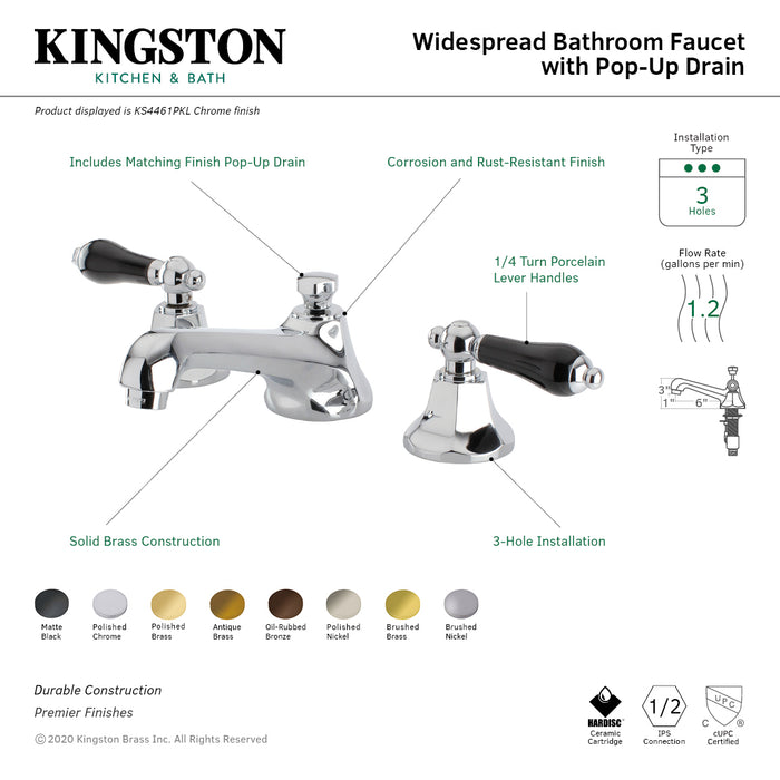 Kingston Brass KS4465PKL Duchess Widespread Bathroom Faucet with Brass Pop-Up, Oil Rubbed Bronze