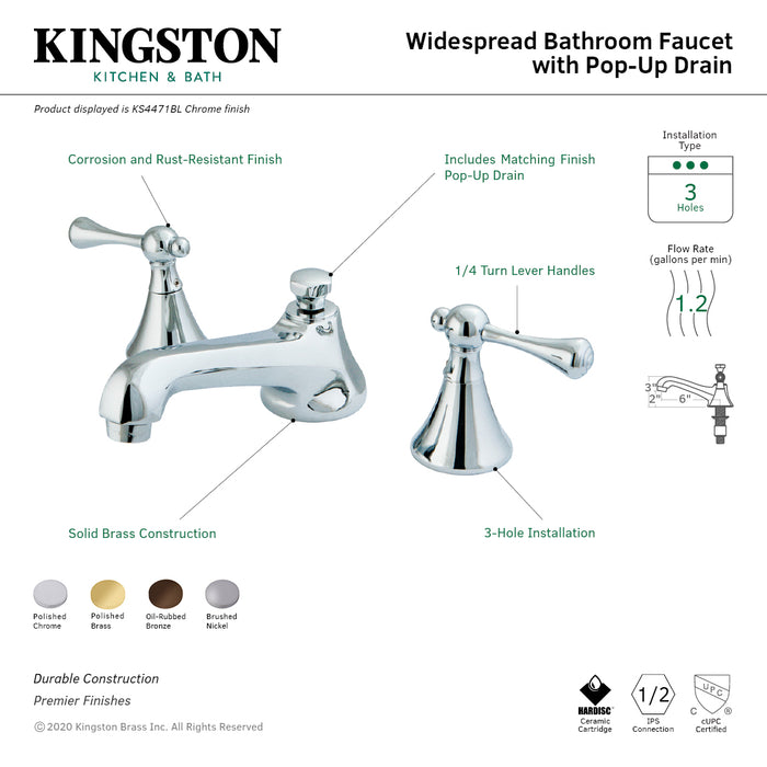 Kingston Brass KS4475BL 8 in. Widespread Bathroom Faucet, Oil Rubbed Bronze