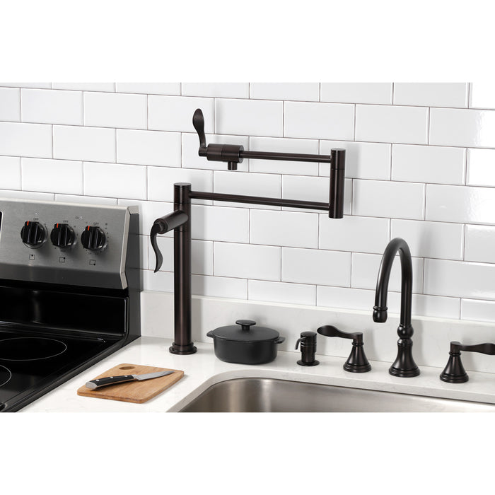 Kingston Brass KS4705DFL NuWave Deck Mount Pot Filler Faucet, Oil Rubbed Bronze