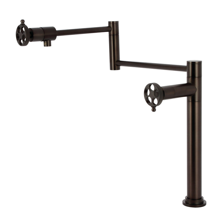 Kingston Brass KS4705RKZ Wendell Deck Mount Pot Filler Faucet with Knurled Handle, Oil Rubbed Bronze