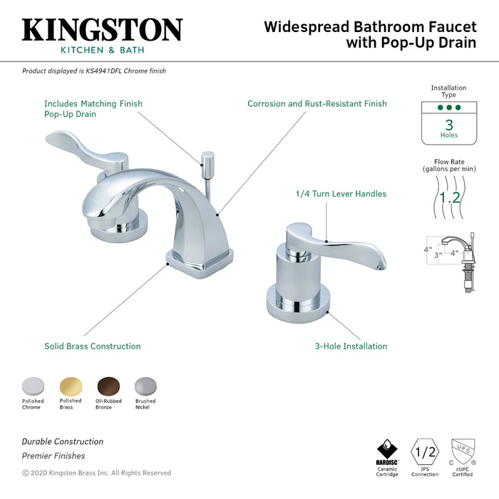 Kingston Brass KS4945DFL NuWave Widespread Bathroom Faucet, Oil Rubbed Bronze