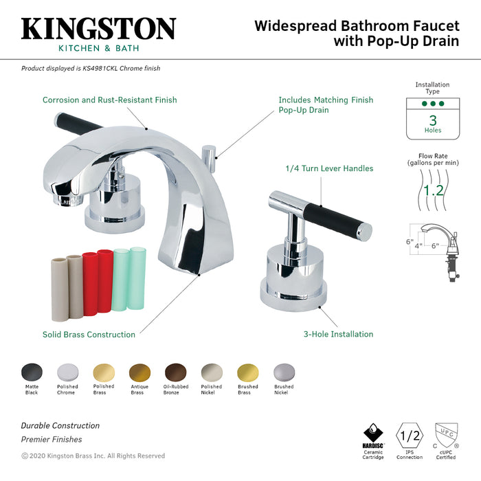Kingston Brass KS4985CKL Kaiser Widespread Bathroom Faucet with Brass Pop-Up, Oil Rubbed Bronze
