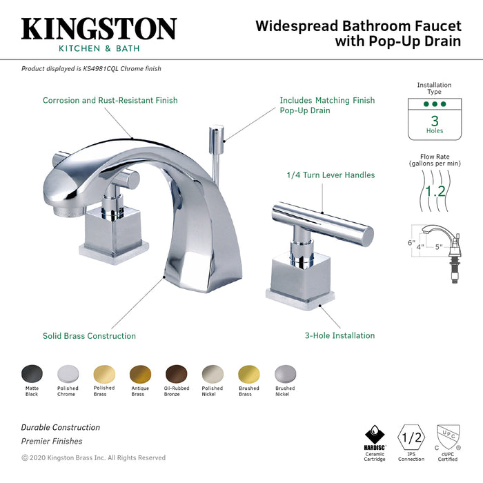 Kingston Brass KS4985CQL 8 in. Widespread Bathroom Faucet, Oil Rubbed Bronze