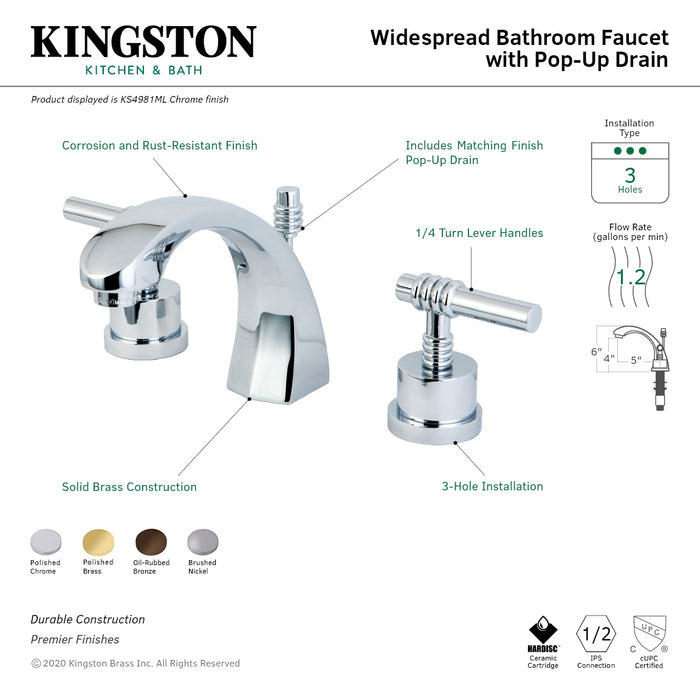 Kingston Brass KS4985ML 8 in. Widespread Bathroom Faucet, Oil Rubbed Bronze