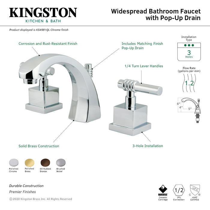 Kingston Brass KS4985QL 8 in. Widespread Bathroom Faucet, Oil Rubbed Bronze