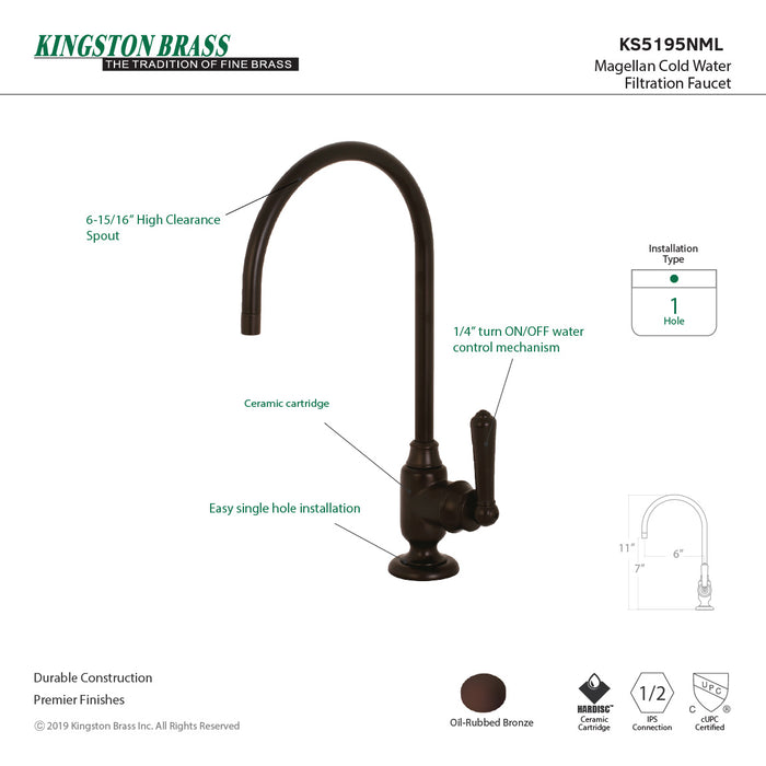 Kingston Brass KS5195NML Magellan Single-Handle Water Filtration Faucet, Oil Rubbed Bronze