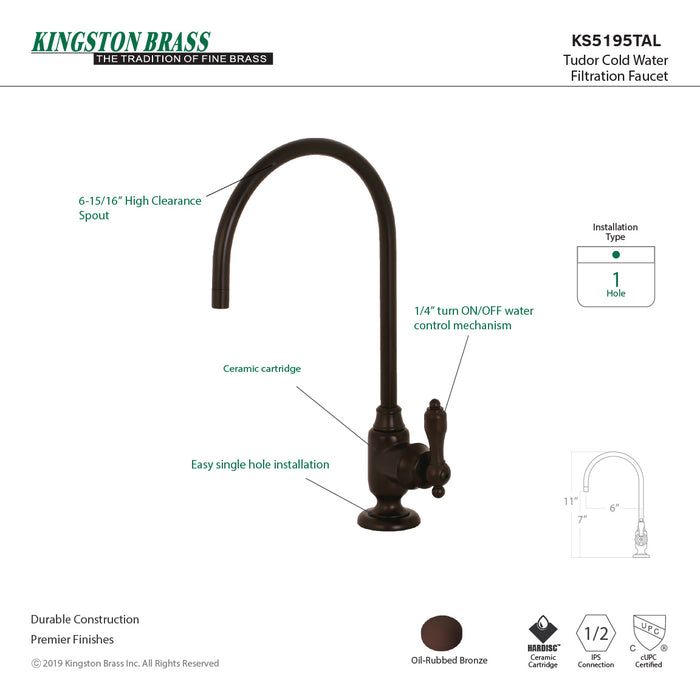 Kingston Brass KS5195TAL Tudor Single-Handle Water Filtration Faucet, Oil Rubbed Bronze