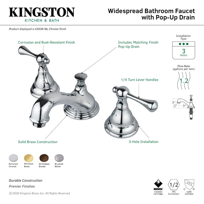 Kingston Brass KS5565BL 8 in. Widespread Bathroom Faucet, Oil Rubbed Bronze