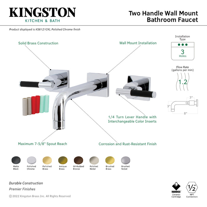 Kingston Brass KS6125CKL Ksiser Two-Handle Wall Mount Bathroom Faucet, Oil Rubbed Bronze