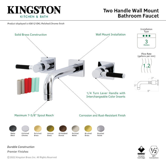 Kingston Brass KS6125DKL Ksiser Two-Handle Wall Mount Bathroom Faucet, Oil Rubbed Bronze