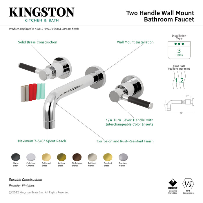 Kingston Brass KS8125DKL Kaiser 2-Handle Wall Mount Bathroom Faucet, Oil Rubbed Bronze
