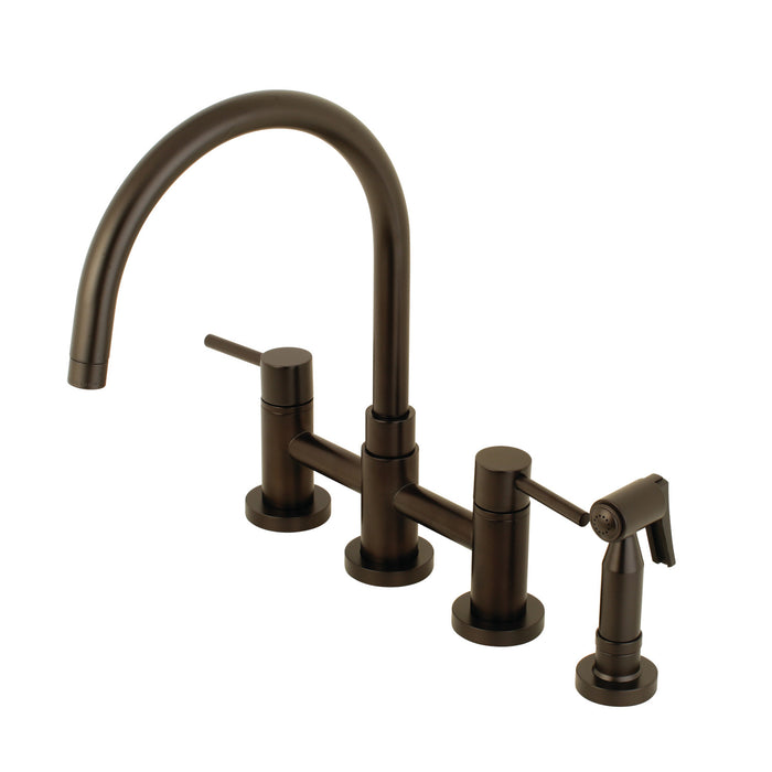 Kingston Brass KS8275DLBS Concord Bridge Kitchen Faucet with Brass Sprayer, Oil Rubbed Bronze